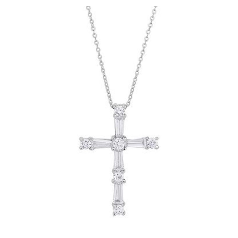Emotions Sterling Silver Cubic Zirconia Cross Pendant Necklace